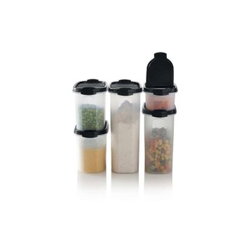 Tupperware Oval 5'li Siyah Saklama Kabı