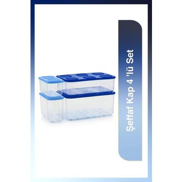 Tupperware Şeffaf 4'lü Lacivert Saklama Kabı