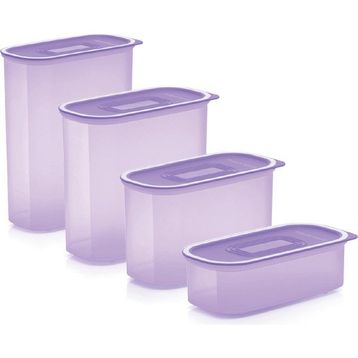 Tupperware Su Oval 4'lü Mor Kuru Gıda Saklama Kabı