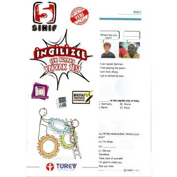 Türev Yayınları 5. Sınıf İngilizce Çek Kopart Yaprak Test