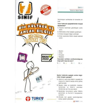 Türev Yayınları 7. Sınıf Din Kültürü Ve Ahlak Bilgisi Çek Kopart