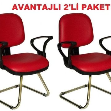 Türksit Kozmo Avantajli 2'li Paket Z Ayak Kirmizi Bekleme Koltuğu