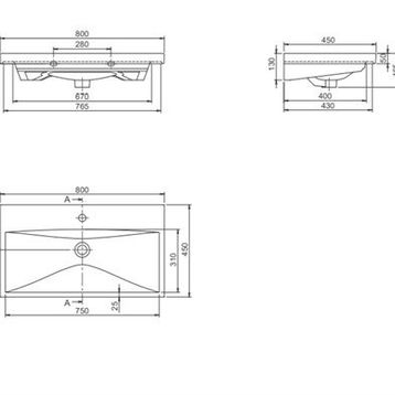Turkuaz 032200-U 80x45 cm Cerastyle Elite Etajerli Lavabo
