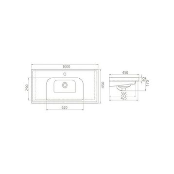 Turkuaz Frame 100 cm Seramik Lavabo