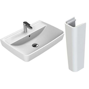 Turkuaz Seramik 50x40 cm ve Noura Uzun Ayak Cerastyle Duru Lavabo