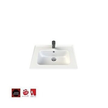 Turkuaz Seramik 65x47 cm Cerastyle Blue Etajer Uyumlu Damlalıklı Lavabo