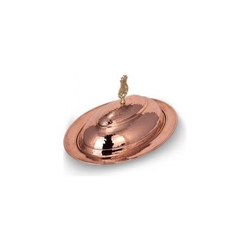Turna Bakır TURNA4404-1 37 cm Odabaşı Kırmızı El Dövme Özel Kapak Kayık Sunum Tabağı