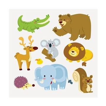 Tusador SHA02 Sevimli Hayvanlar Alemi Duvar Sticker