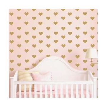 Tusador TILKI-76003 Tilki Dünyası 144 Adet Altın Renkli Kalpler Çocuk ve Bebek Odası Sticker