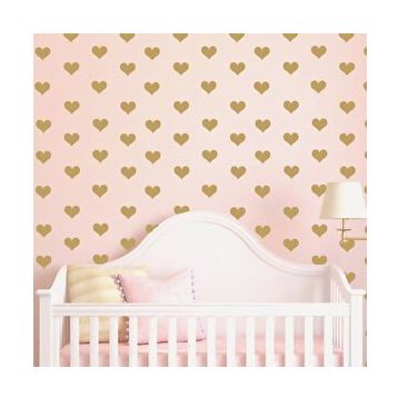 Tusador TILKI-76003 Tilki Dünyası 144 Adet Altın Renkli Kalpler Çocuk ve Bebek Odası Sticker