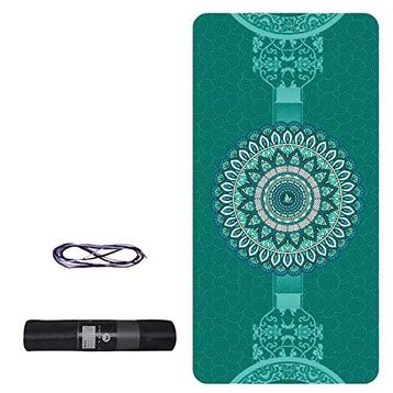 Tusi Desenli Yeşil Yoga Matı ve Pilates Minderi Kilim