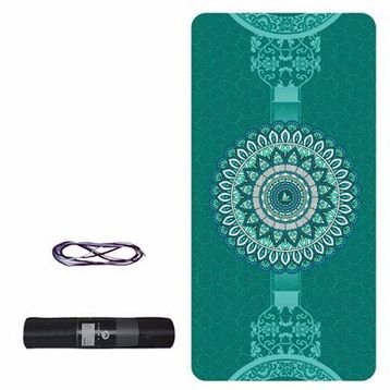 Tusi Desenli Yeşil Yoga Matı ve Pilates Minderi Kilim