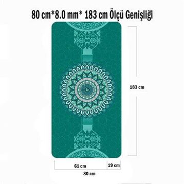 Tusi Desenli Yeşil Yoga Matı ve Pilates Minderi Kilim