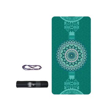 Tusi Desenli Yeşil Yoga Matı ve Pilates Minderi Kilim