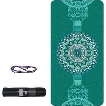 Tusi Desenli Yeşil Yoga Matı ve Pilates Minderi Kilim