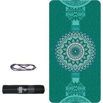 Tusi Desenli Yeşil Yoga Matı ve Pilates Minderi Kilim