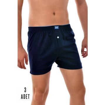 Tutku 0117 Penye Düğmeli Lacivert 3 Adet Erkek Boxer