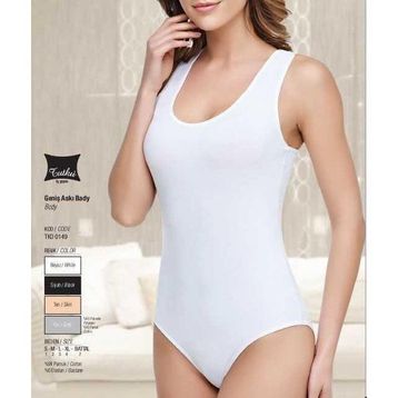 Tutku 0149 Kalın Askılı Beyaz Çıtçıtlı Kadın Body