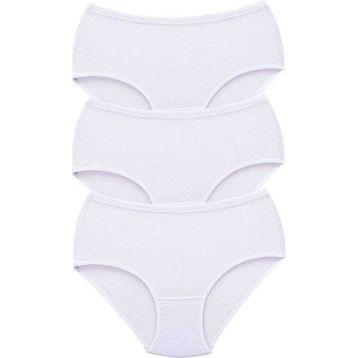 Tutku 3 Adet Beyaz Kadın Yüksek Bel Bato Kalın Lastik Külot