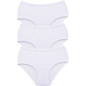 Tutku 3 Adet Beyaz Kadın Yüksek Bel Bato Kalın Lastik Külot