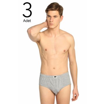Tutku ELF568T0109CCM3 Gri 3 lü Paket Penye Erkek Slip Külot