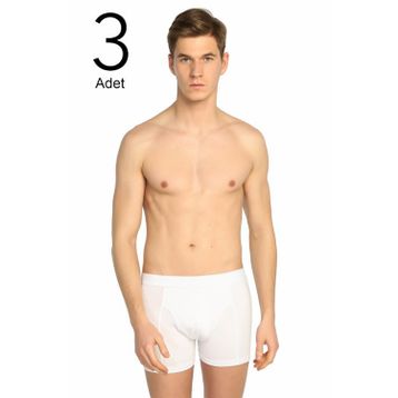 Tutku ELF568T0114CCM3 Beyaz 3 lü Paket likralı Erkek Boxer