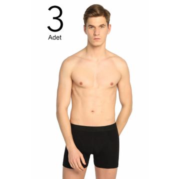 Tutku ELF568T0114CCM3 Siyah 3 lü Paket Likralı Erkek Boxer