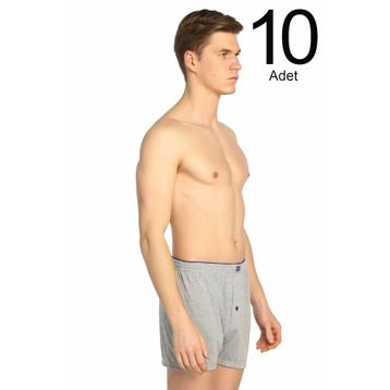Tutku ELF568T0117CCM10 Gri 10 lu Paket Penye Düğmeli Erkek Boxer