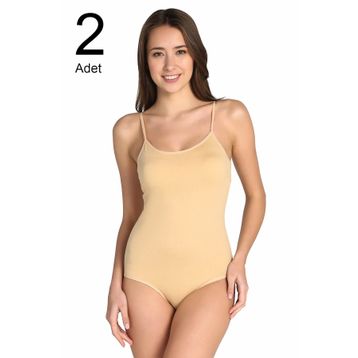 Tutku ELF568T0148CCM2 Ten 2'li İp Askılı Likralı Kancalı Çıtçıtlı Kadın Body