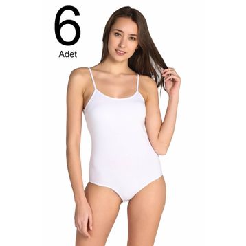 Tutku ELF568T0148CCM6 Beyaz 6'lı İp Askılı Likralı Kancalı Çıtçıtlı Kadın Body