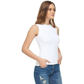 Tutku Elit 2201 Elastan Sıfır Kol 3 Adet Beyaz Kadın Body