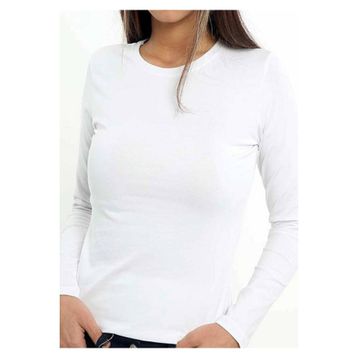 Tutku Elit 2203 Elastan Beyaz Uzun Kol Kadın Body