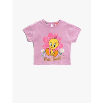 Tweety Tişört Lisanslı Baskılı Kısa Kollu Pamuklu