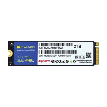 Twinmos NVME2TB2280AP 2 TB 3600-3250 MB/s TLC 3D NAND PCIe Gen3 NVMe M.2 22x80 Harddisk SSD