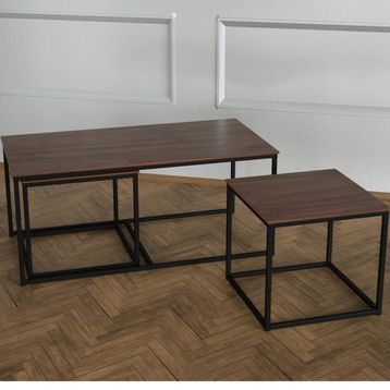 Twins İç İçe Geçmiş Ceviz Tabla Sehpa