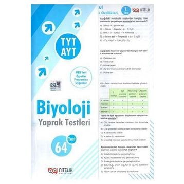 TYT AYT Biyoloji Yaprak Test Nitelik Yayınları