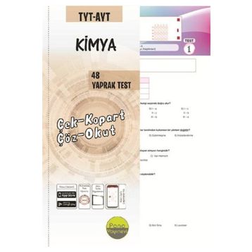 TYT AYT Kimya Yaprak Testleri Çek Kopart 48 Adet-Pano Yayınları