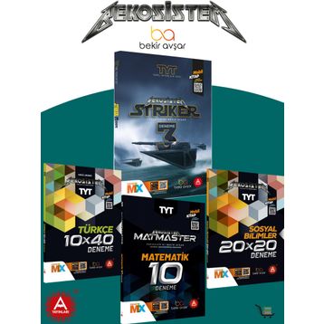 TYT Bekosistem Matmaster Matematik 10'lu Deneme + TYT 10x40 Türkçe Deneme + TYT 20x20 Sosyal Bilimler Deneme + TYT Bekosistem Striker 3 Deneme Seti - A Yayınları