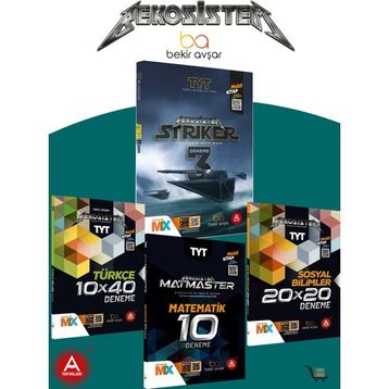 TYT Bekosistem Matmaster Matematik 10'lu Deneme + TYT 10x40 Türkçe Deneme + TYT 20x20 Sosyal Bilimler Deneme + TYT Bekosistem Striker 3 Deneme Seti - A Yayınları