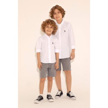 U.S. Polo Assn. 50266085-VR013 Erkek Çocuk Beyaz Basic Gömlek