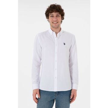 U.S. Polo Assn. 50296777-VR013 Beyaz Uzun Kollu Basic Erkek Gömlek
