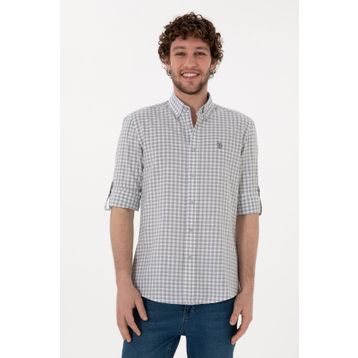 U.S. Polo Assn. 50306367-VR024 Gri Uzun Kollu Erkek Gömlek