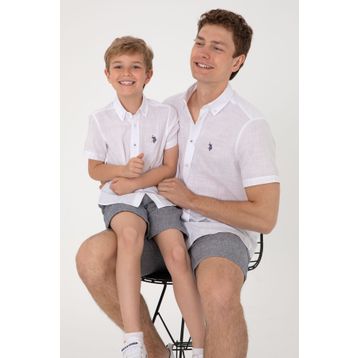 U.S. Polo Assn. 50306567-VR013 Beyaz Kısa Kollu Erkek Çocuk Gömlek