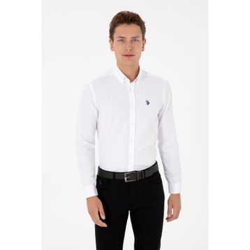 U.S. Polo Assn. 50316723-VR013 Beyaz Uzun Kollu Basic Erkek Gömlek