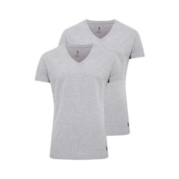 U.S. Polo Assn. 80194 Kısa Kol V Yaka 2'li Gri Melanj Erkek Atlet