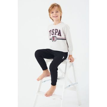 U.S. Polo Assn. Bej Melanj Erkek Çocuk Pijama Takımı