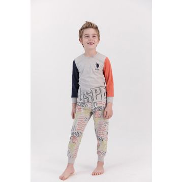 U.S. Polo Assn. Bej Melanj Turuncu Erkek Çocuk Pijama Takımı