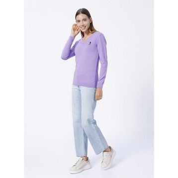 U.S. Polo Assn. GTD02-BSK22 V Yaka Düz Pembe Kadın Kazak