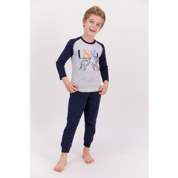 U.S. Polo Assn. Kar Melanj Erkek Çocuk Uzun Kol Pijama Takımı