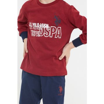 U.S. Polo Assn. Lisanslı Bordo Erkek Çocuk Ribanalı Eşofman Takım